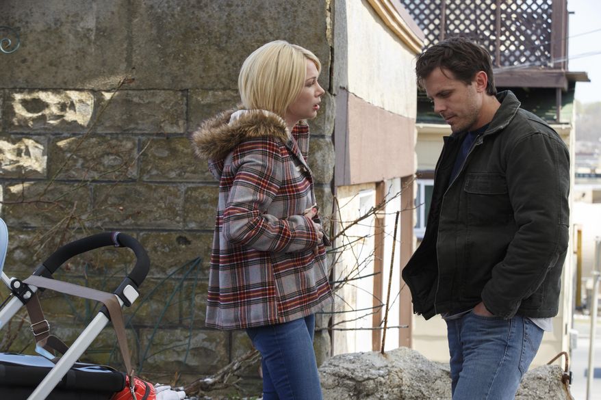 This image released by Roadside Attractions and Amazon Studios shows Michelle Williams, left, and Casey Affleck in a scene from "Manchester By The Sea." (Claire Folger/Roadside Attractions and Amazon Studios via AP)