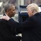 President Barack Obama shake hands with President-elect Donald Trump during the Presidential Inauguration at the US Capitol in Washington, DC, on January 20, 2017. / AFP PHOTO / POOL / SAUL LOEB