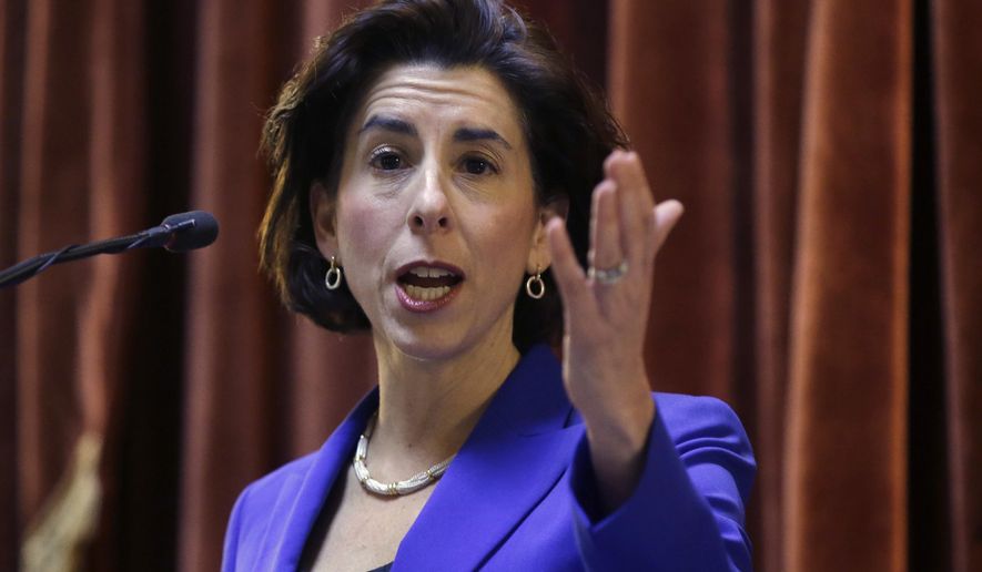 FILE - In this Tuesday, Jan. 17, 2017, file photo, Rhode Island Democratic Gov. Gina Raimondo delivers her State of the State address to lawmakers and guests in the House Chamber at the Statehouse, in Providence, R.I. Raimondo proposed giving in-state residents two years of free tuition at the state&#39;s public colleges. (AP Photo/Steven Senne, File)