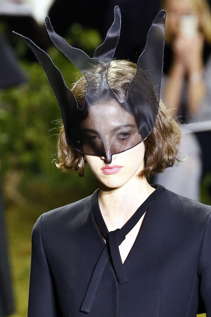 A model wears a creation for Christian Dior's Haute Couture Spring-Summer 2017 fashion collection presented in Paris, Monday, Jan. 23, 2017. (AP Photo/Francois Mori)