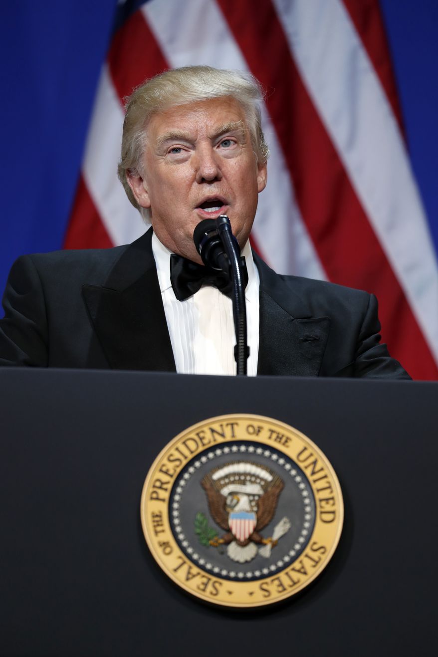 President Donald Trump speaks at The Salute To Our Armed Services Inaugural Ball in Washington, Friday, Jan. 20, 2017. (AP Photo/Alex Brandon)