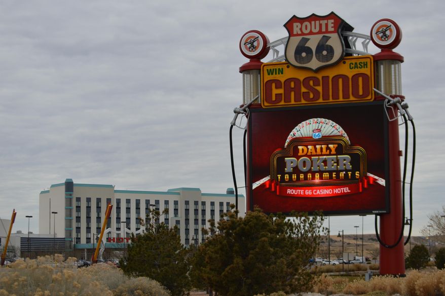 This Jan. 13, 2017 photo shows the Route 66 Casino outside of Albuquerque, N.M., along the historic Route 66. The casino and hotel was among the locations featured in "Hell or Hight Water." (AP Photo/Russell Contreras)