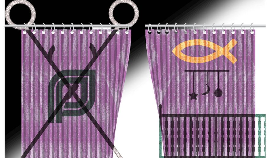 Illustration on pregnancy resource centers by Alexander Hunter/The Washington Times