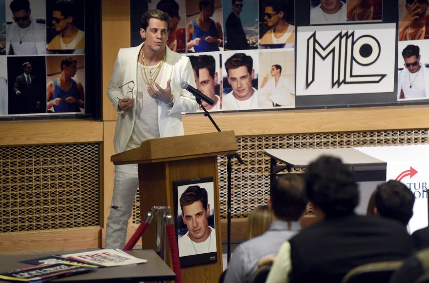 Milo Yiannopoulos speaks on campus in the Mathematics building on the University of Colorado in Boulder, Colo., Wednesday, Jan. 25, 2017. Yiannopoulos is an editor at the alt-right website Breitbart News. The alt-right is an offshoot of conservatism mixing racism, white nationalism and populism. (Jeremy Papasso/Daily Camera via AP)