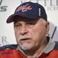 In this Sept. 18, 2015, file photo, Washington Capitals head coach Barry Trotz talks to reporters during Media Day at NHL hockey training camp in Arlington, Va. A five-day bye week for each team is a new wrinkle added to the NHL this season so players can get a breather during the second half of a grueling, 82-game grind. Trotz is concerned about injuries when a team coming off a bye plays an opponent that has been in action. (AP Photo/Nick Wass, File)