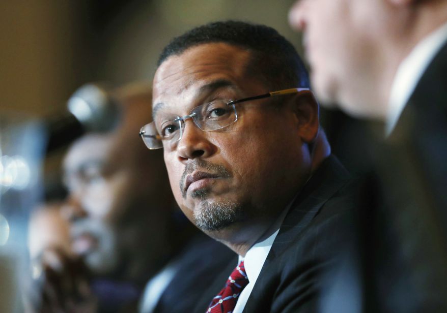 U.S. Rep. Keith Ellison, D-Minn., listens during a forum on the future of the Democratic Party, in Denver in this Dec. 2, 2016, file photo. (AP Photo/David Zalubowski, File) ** FILE **