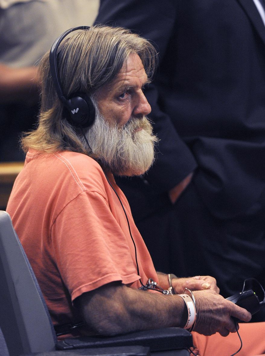 FILE - In this Sept. 20, 2016 file photo, Larry Don Patterson is arraigned on two counts of second-degree murder in Yuba County Superior Court, in Marysville, Calif. Patterson was sentenced, Thursday, Jan. 26, 2017, to five years to life in prison for the 1973 slayings of Valerie Janice Lane, 12, and Doris Karen Derryberry, 13, in Yuba County, Calif. (Chris Kaufman/The Appeal-Democrat via AP, File)