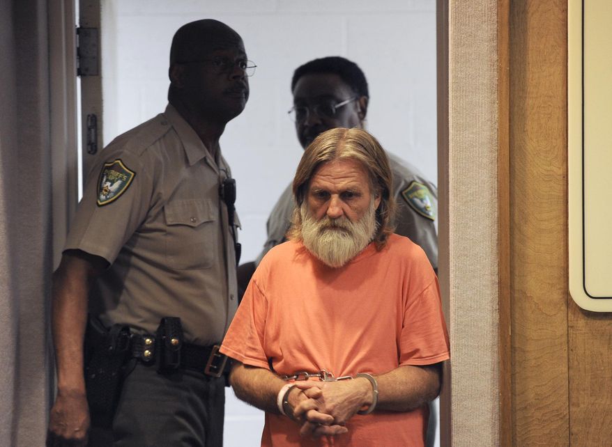 FILE - In this Sept. 20, 2016 file photo Larry Don Patterson enters the courtroom for where he was arraigned on two counts of second-degree murder in Yuba County Superior Court, in Marysville, Calif. Patterson was sentenced, Thursday, Jan. 26, 2017, to five years to life in prison for the 1973 slayings of Valerie Janice Lane, 12, and Doris Karen Derryberry, 13, in Yuba County, Calif. (Chris Kaufman/The Appeal-Democrat via AP, File)