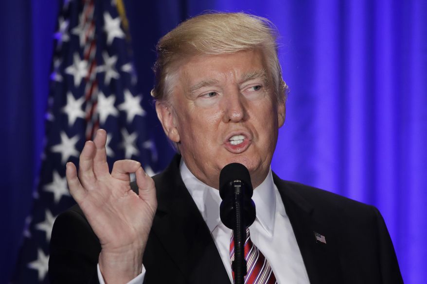 President Donald Trump speaks at the Republican congressional retreat in Philadelphia, Thursday, Jan. 26, 2017. (AP Photo/Matt Rourke)