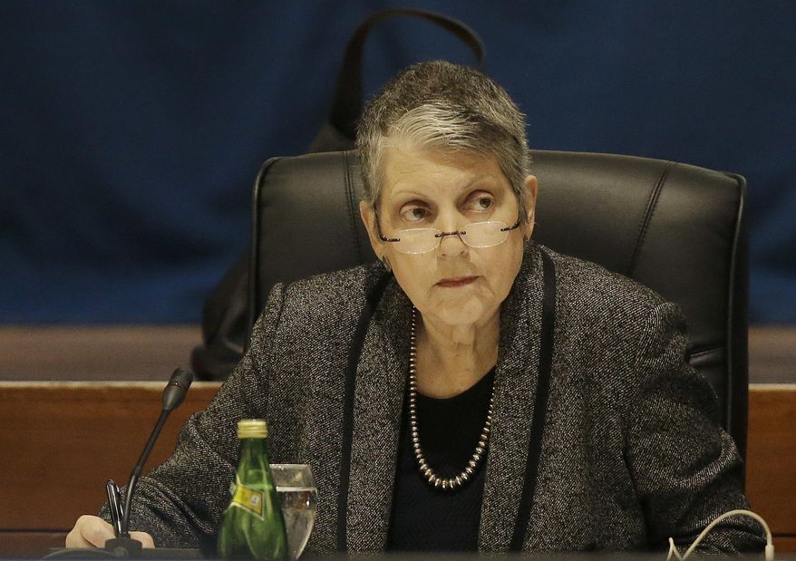 University of California president Janet Napolitano listens to speakers at a Board of Regents meeting in San Francisco, Thursday, Jan. 26, 2017. The university system&#39;s Board of Regents voted Thursday for a plan to increase tuition by 2.5 percent a year, its first tuition increase in seven years. (AP Photo/Jeff Chiu)