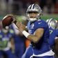 NFC quarterback Dak Prescott (4), of the Dallas Cowboys, looks to pass, during the first half of the NFL Pro Bowl football game Sunday, Jan. 29, 2017, in Orlando, Fla. (AP Photo/Chris O&#39;Meara)