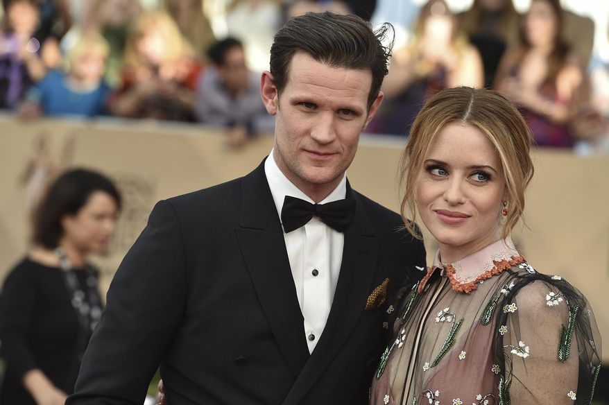 Matt Smith, left, and Claire Foy arrive at the 23rd annual Screen Actors Guild Awards at the Shrine Auditorium & Expo Hall on Sunday, Jan. 29, 2017, in Los Angeles. (Photo by Jordan Strauss/Invision/AP)
