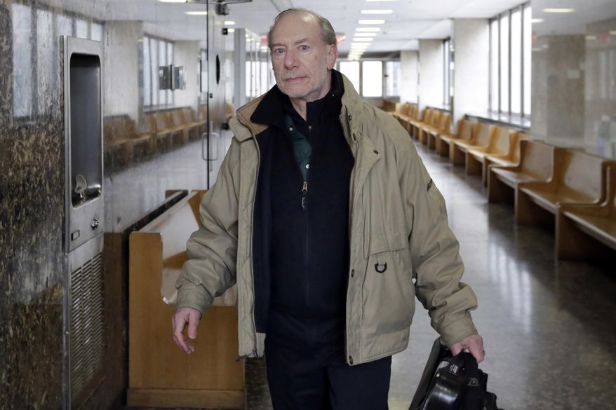 Stan Patz, father of Etan Patz, who went missing in 1979, arrives at state Supreme Court to hear closing arguments in the retrial of Pedro Hernandez, in New York, Monday, Jan. 30, 2017. The retrial of Hernandez, a man accused of killing 6-year-old Etan Patz in 1979, is ending with lawyers' summations. (AP Photo/Richard Drew)