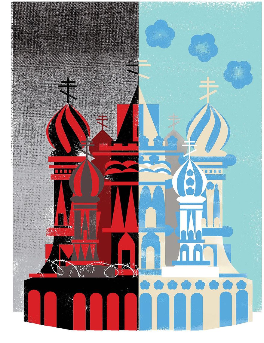 Illustration on renewing the view of Russia by Linas Garsys/The Washington Times