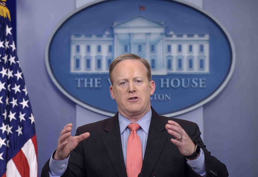 White House press secretary Sean Spicer speaks during the daily briefing at the White House in Washington, Tuesday, Jan. 31, 2017. Spicer answered questions about the extreme vetting executive order, the upcoming Supreme court announcement, and other topics. (AP Photo/Susan Walsh)