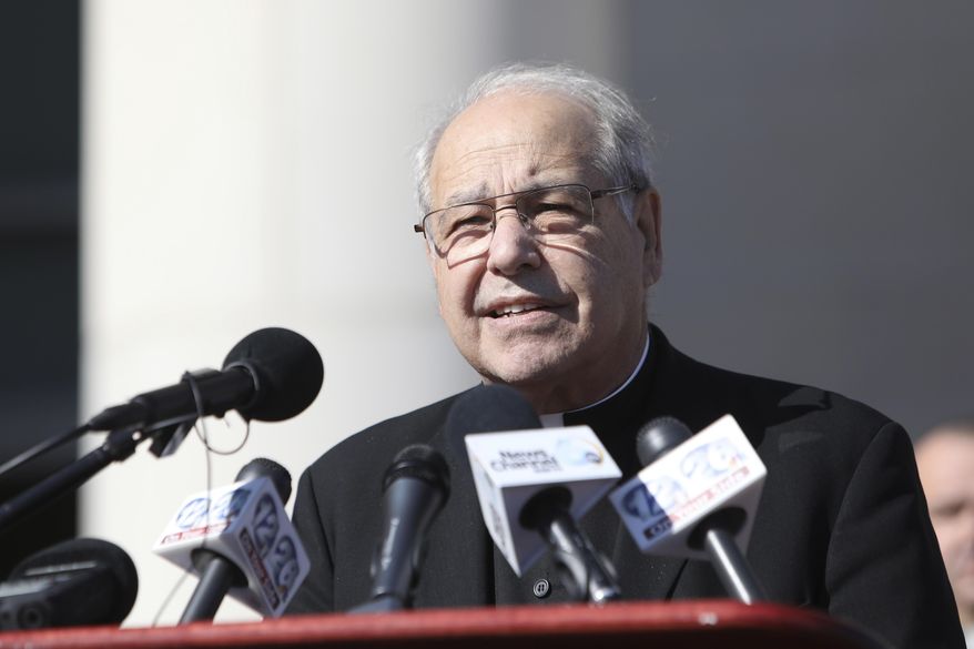 Archbishop Wilton Gregory of the Archdiocese of Atlanta speaks during a news conference at the Richmond County Courthouse on Tuesday, Jan. 31, 2017, in Augusta, Ga. (AP Photo/Heidi Heilbrunn) ** FILE **