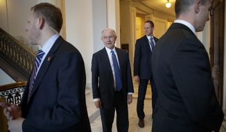 Attorney General-designate Sen. Jeff Sessions, R-Ala. leaves his office on Capitol Hill in Washington, Tuesday, Jan. 31, 2017, as the Senate Judiciary Committee prepares to advance his nomination.  (AP Photo/J. Scott Applewhite)
