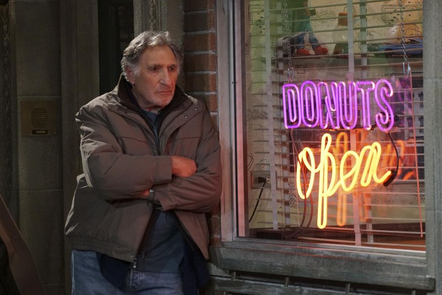 This image released by CBS shows Judd Hirsch as Arthur in a scene from the new comedy series, "Superior Donuts," premiering Thursday, Feb. 2, on CBS. (Monty Brinton/CBS via AP)