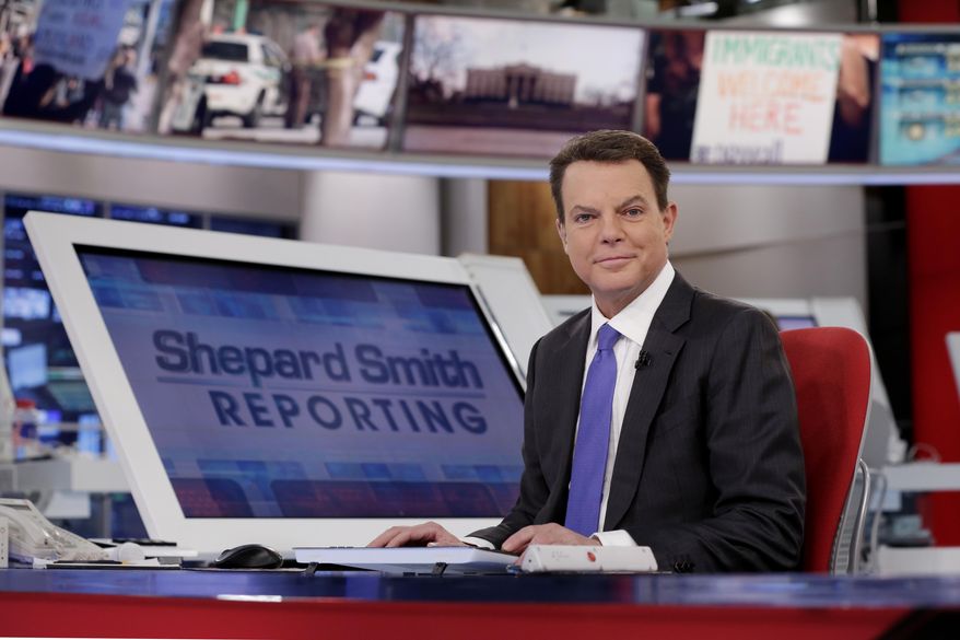 This Jan. 30, 2017 photo shows Fox News Channel chief news anchor Shepard Smith on The Fox News Deck before his "Shepard Smith Reporting" program, in New York. (AP Photo/Richard Drew)