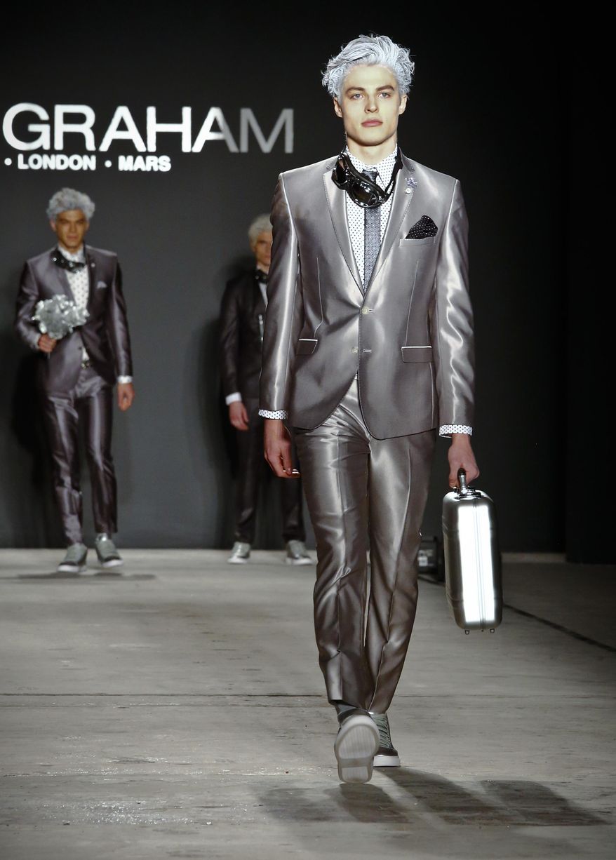 Fashion from the Nick Graham collection is modeled during men's Fashion Week, Tuesday, Jan. 31, 2017, in New York. (AP Photo/Bebeto Matthews)