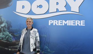 In this June 8, 2016, file photo, Ellen DeGeneres arrives at the premiere of &amp;quot;Finding Dory&amp;quot; at the El Capitan Theatre in Los Angeles. DeGeneres used the plot of the film on her syndicated chat show Monday, Jan. 30, 2017, to illustrate her stance on President Trump’s recent executive order on immigration and refugees. (Photo by Chris Pizzello/Invision/AP, File)