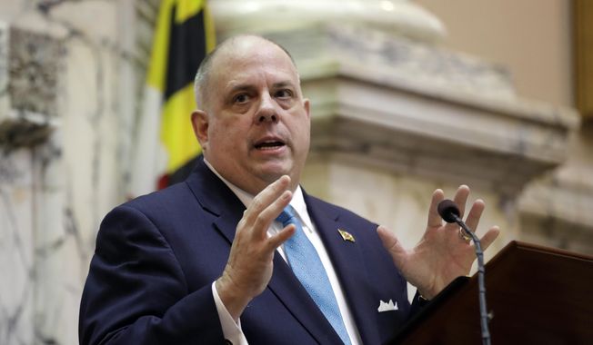 Maryland Gov. Larry Hogan delivers his annual State of the State address to a joint session of the legislature in Annapolis, Md., Wednesday, Feb. 1, 2017. (AP Photo/Patrick Semansky) ** FILE **
