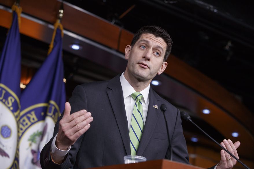 House Speaker Paul Ryan of Wis. meets with reporters on Capitol Hill in Washington, Thursday, Feb. 2, 2017, where he took questions about President Donald Trump's actions and agenda. (AP Photo/J. Scott Applewhite)