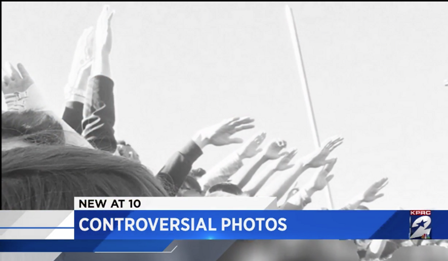 Students from Cypress Ranch High School are shown making the Nazi salute in this screen capture from a KPRC-TV report about the incident. (KPRC/Click2Houston.com) [http://www.click2houston.com/news/cypress-ranch-high-school-students-in-hot-water-after-hitler-pose-in-senior-pictures] 