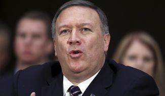 In this Jan. 12, 2017, file photo, then CIA Director-nominee Mike Pompeo testifies on Capitol Hill in Washington. Pompeo announced Feb. 2, 2017, that he has selected Gina Haspel, who has extensive overseas experience, including several stints as chief of station at outposts abroad. In Washington, she has held several top leadership positions in the clandestine service. (AP Photo/Manuel Balce Ceneta, File)