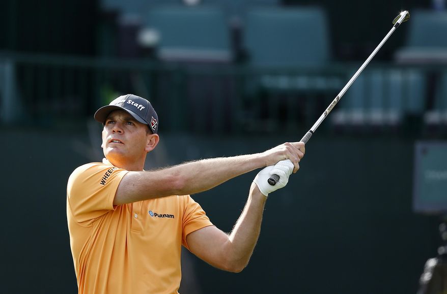Brendan Steele watches his tee shot at the 16th hole during the first round of the Waste Management Phoenix Open golf tournament Thursday, Feb. 2, 2017, in Scottsdale, Ariz. (AP Photo/Ross D. Franklin)