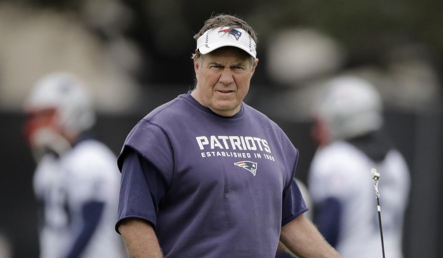 New England Patriots head coach Bill Belichick watches a drill during practice for the NFL Super Bowl 51 football game Friday, Feb. 3, 2017, in Houston. The Patriots will face the Atlanta Falcons in the Super Bowl Sunday. (AP Photo/Charlie Riedel) **FILE**
