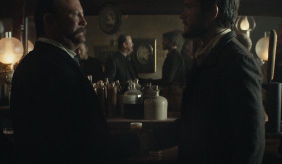 This photo provided by Budweiser shows a scene from the company&#39;s spot for Super Bowl 51, between the New England Patriots and Atlanta Falcons, Sunday, Feb. 5, 2017. The scene depicts when Anheuser-Busch co-founder Adolphus Busch, right, after traveling by boat from Germany, met fellow immigrant Eberhard Anheuser. (Budweiser via AP)
