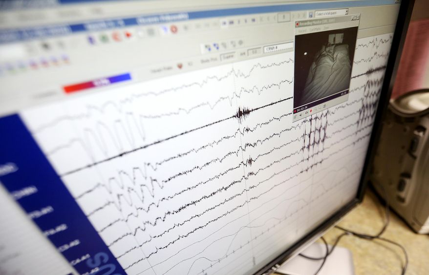 FOR RELEASE SATURDAY, FEBRUARY 4, 2017, AT 12:01 A.M. CST.- This photo taken Dec. 28, 2016, shows data during a sleep study at Mercy Medical Center-Dubuque's sleep lab in Dubuque, Iowa. Over the past 15 years, sleep has become widely recognized as a critical aspect of good health, and new research has shed more light on its importance in cardiovascular, metabolic and immune health. (Nick Kohl /Telegraph Herald via AP)