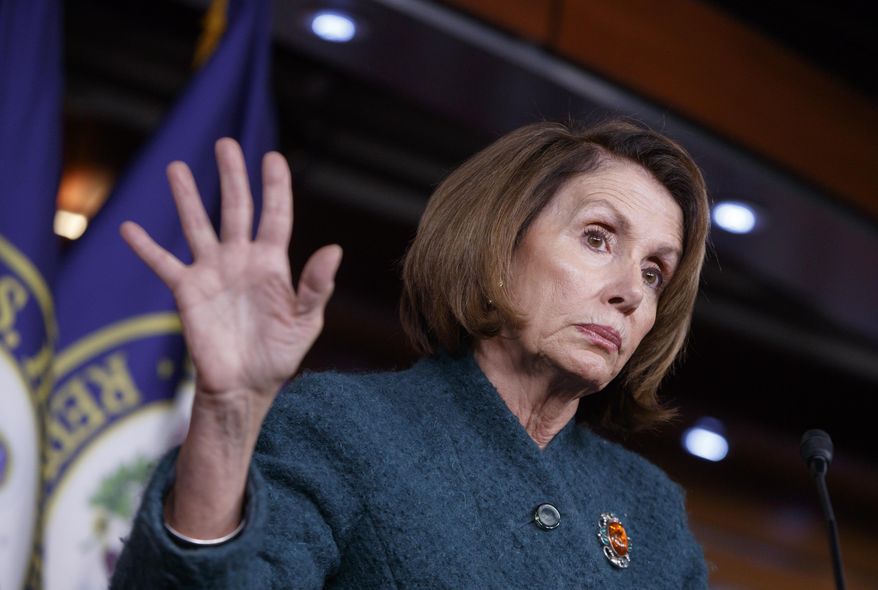 House Minority Leader Nancy Pelosi of Calif. responds to questions about President Donald Trump's actions and agenda, Thursday, Feb. 2, 2017, during a news conference on Capitol Hill in Washington. (AP Photo/J. Scott Applewhite)