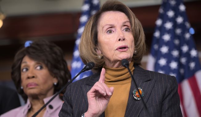 House Minority Leader Nancy Pelosi of Calif., joined by Rep. Maxine Waters, D-Calif., criticizes President Donald Trump&#x27;s pro-Wall Street policies during a news conference on Capitol Hill in Washington, Monday, Feb. 6, 2017. (AP Photo/J. Scott Applewhite) **FILE**