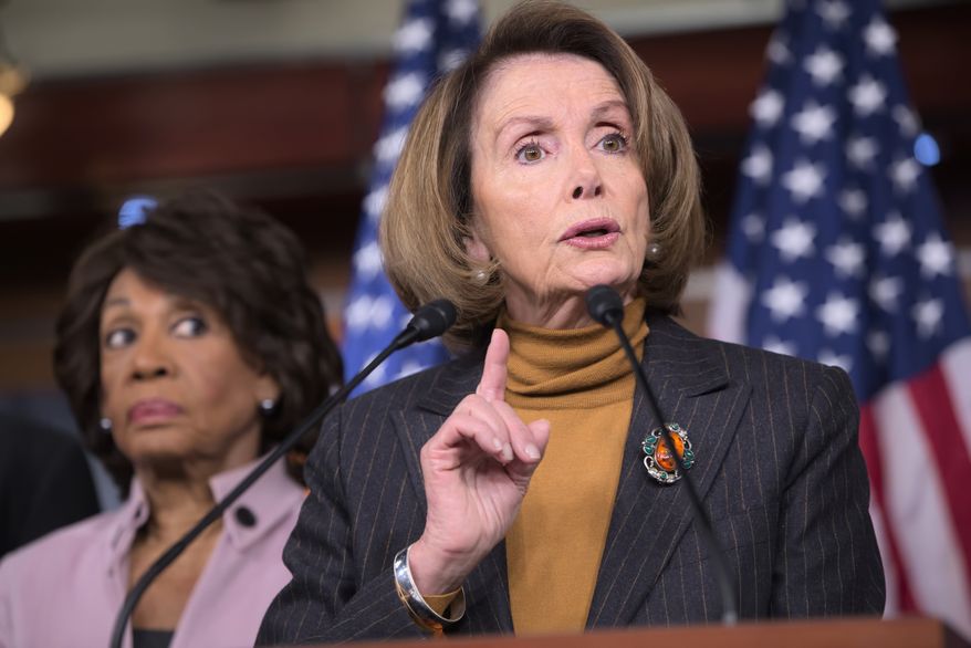 House Minority Leader Nancy Pelosi of Calif., joined by Rep. Maxine Waters, D-Calif., criticizes President Donald Trump&#x27;s pro-Wall Street policies during a news conference on Capitol Hill in Washington, Monday, Feb. 6, 2017. (AP Photo/J. Scott Applewhite) **FILE**