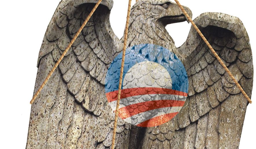 Illustration on the restoration of religious freedom in the U.S. after Obama by Alexander Hunter/The Washington Times