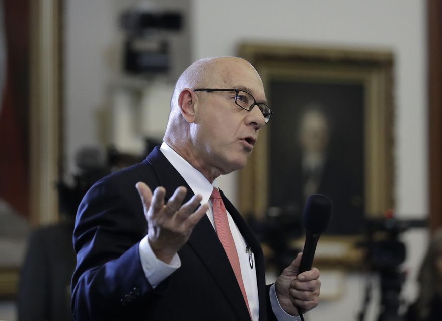 Sen. John Whitmire, D-Houston, speaks as the Texas Senate debates a contentious "sanctuary cities" proposal that would compel local police to enforce federal immigration laws and is on track to be the first piece of legislation passed by either chamber this session, Tuesday, Feb. 7, 2017, at the Texas Capitol in Austin, Texas. (AP Photo/Eric Gay)