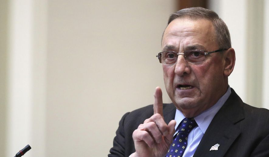 Gov. Paul LePage delivers the State of the State address to the Legislature, Tuesday, Feb. 7, 2017, at the State House in Augusta, Maine. (AP Photo/Robert F. Bukaty) ** FILE **