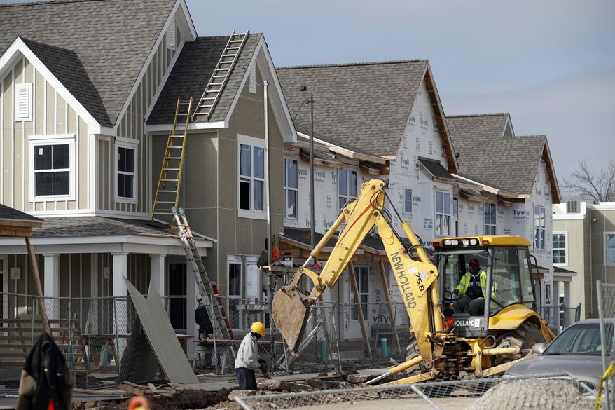 In this photo made Monday, Jan. 30, 2017, new housing under construction in St. Louis. The development is receiving federal low-income housing tax credits. (AP Photo/Jeff Roberson)