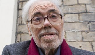 FILE - A May 9, 2014 file photo of Alan Simpson, one half of the Galton and Simpson writing duo behind Hancock&#39;s Half Hour and Steptoe and Son, in London. Simpson&#39;s agent, Tessa Le Bars, said Wednesday, Feb. 8, 2017, that he died &amp;quot;after a brave battle with lung disease.&amp;quot; Simpson was 87. (Justin Tallis/PA via AP, File)