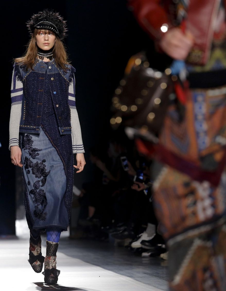 Fashion from the Desigual collection is modeled during Fashion Week on, Thursday, Feb. 9, 2017, in New York. (AP Photo/Bebeto Matthews)