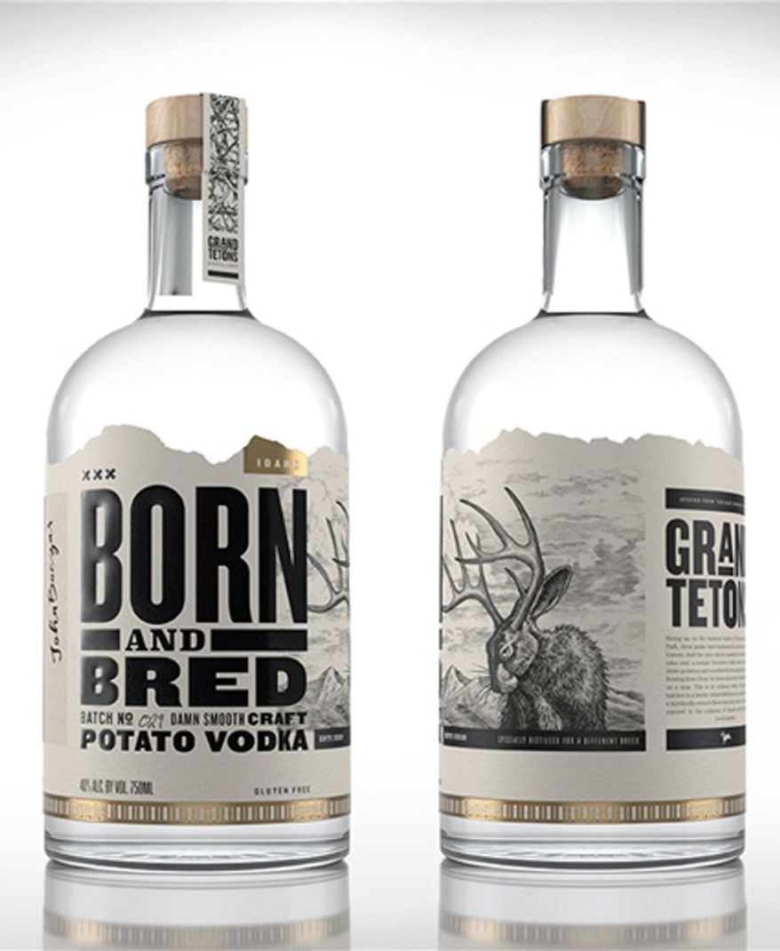 A bottle of Channing Tatum's Born and Bred Vodka is depicted here. The 80-proof spirit is produced by the Grand Teton Distillery of Driggs, Idaho. Image via online distributor The Liquor Store and Wine Loft of Jackson Hole, Wyo. (https://www.theliquorstorejacksonhole.com/grand-teton-distillery)