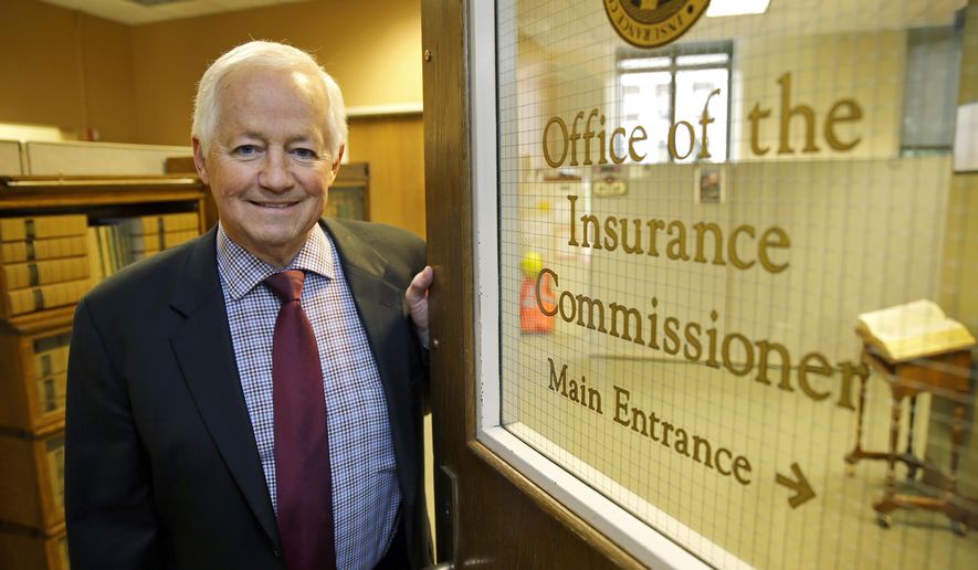 Washington Insurance Commissioner Mike Kreidler poses for a photo, Wednesday, Feb. 8, 2017, in his office at the Capitol in Olympia, Wash. Two bills have been introduced in the Washington state Legislature with the goal of making sure that even if national Republicans and President Donald Trump follow through on their promise to repeal the Obama-era national health care law, that preventative health coverage benefits remain intact in the state. Kreidler said that he supports the measures, but acknowledged that they maybe premature until details of federal-level plans are known. (AP Photo/Ted S. Warren)