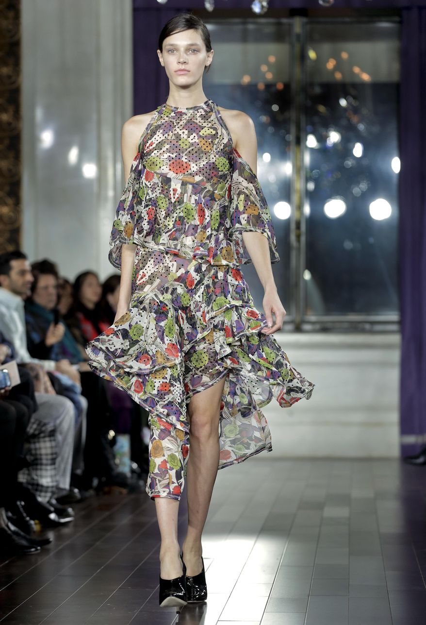 The Jason Wu fashion collection is modeled during Fashion Week, Friday, Feb. 10, 2017, in New York. (AP Photo/Julie Jacobson)