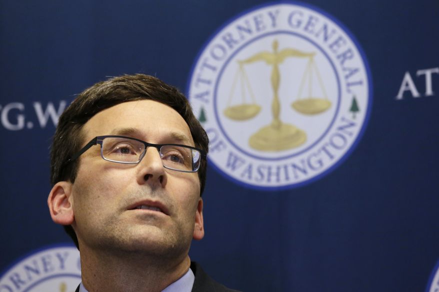 Washington Attorney General Bob Ferguson listens to a question at a news conference about a federal appeals court's refusal to reinstate President Donald Trump's ban on travelers from seven predominantly Muslim nations, Thursday, Feb. 9, 2017, in Seattle. The ruling dealt another legal setback to the new administration's immigration policy. In a unanimous decision, the panel of three judges from the San Francisco-based 9th U.S. Circuit Court of Appeals declined to block a lower-court ruling that suspended the ban and allowed previously barred travelers to enter the U.S. An appeal to the U.S. Supreme Court is possible. (AP Photo/Elaine Thompson)