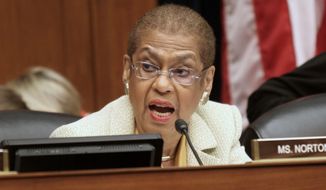 As the District&#x27;s nonvoting member of Congress, Del. Eleanor Holmes Norton can propose legislation but not vote on it, which she is pressing to change. (Associated Press) **FILE**