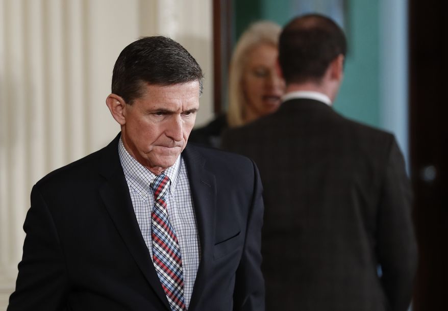 National Security Adviser Michael Flynn, arrives for the President Donald Trump, Japanese Prime Minister Shinzo Abe joint new conference in the East Room of the White House, in Washington, Friday, Feb. 10, 2017. (AP Photo/Carolyn Kaster) ** FILE **