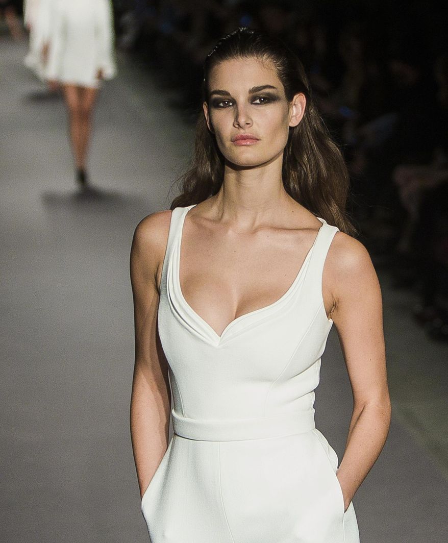 Fashion from the Brandon Maxwell collection is modeled during Fashion Week, Tuesday Feb. 14, 2017, in New York. (AP Photo/Andres Kudacki)