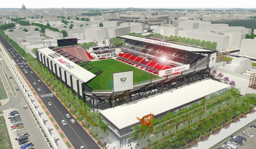 The D.C. United&#39;s new soccer stadium will be known at Audi Field and is scheduled to open in mid-2018. (Photo by D.C. United) **FILE**